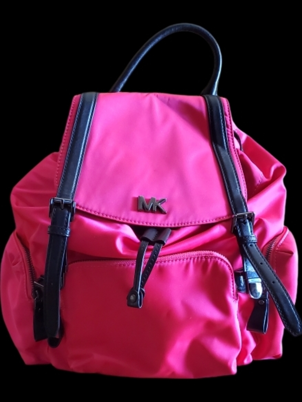Michael Kors Hot Pink Nylon Backpack with Black Trim
